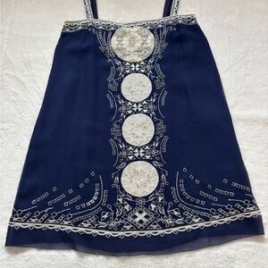 Calypso St. Barth Navy and White Embroidered Mini Dress